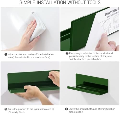 PAVSTINE 12 Inch Adhesive Floating Wall Shelf