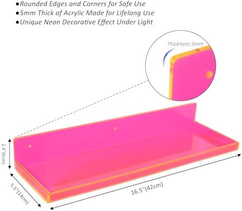 Neon Pink Floating Shelves Pack of 2
