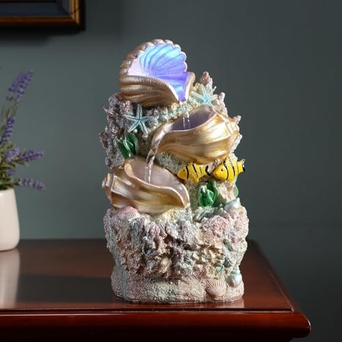 GOSSI Themed Coral Shell Fountain with LED Lights