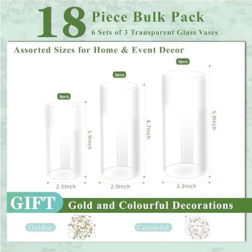 Zomiol Glass Cylinder Vase Set of 18 for Centerpieces