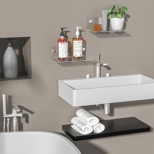 8 Inch Clear Acrylic Floating Wall Shelf 2 Pack Space Saving Organizer