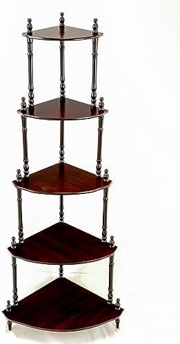 Frenchi Home Furnishing 5-Tier Corner Stand in Mahogany