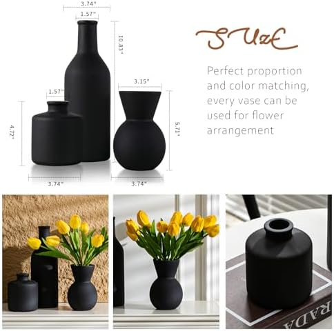 Modern Ceramic Flower Vase Set - 3 Pcs Table Decor