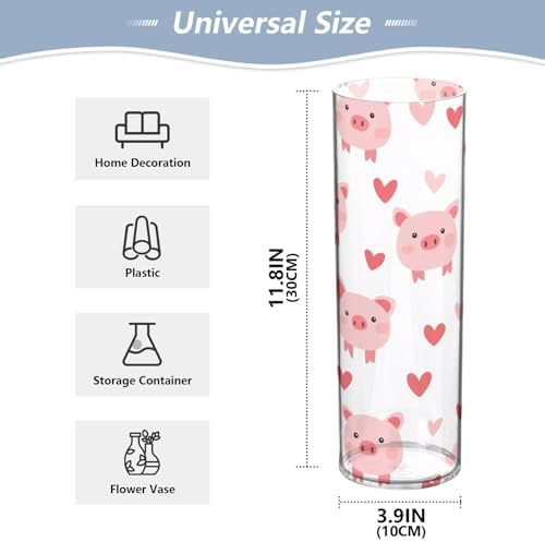 Happy Valentines Day Cartoon Pig White Plastic Hurricane Vase