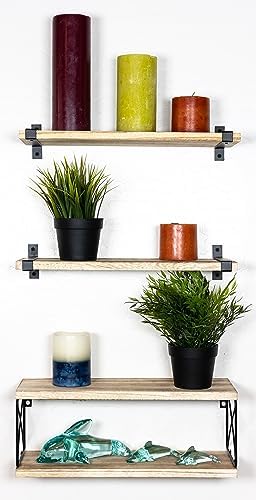 2 Moons Floating Shelves - Light Brown 4 Piece Set