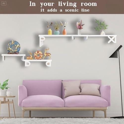 White Floating Shelves for Wall - Set of 5