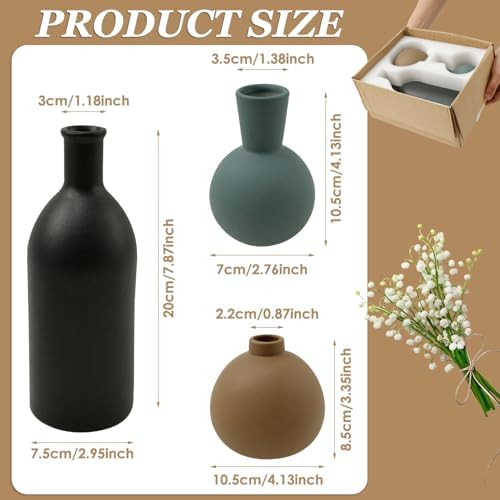3Pcs Ceramic Flower Vase Set for Home Decor