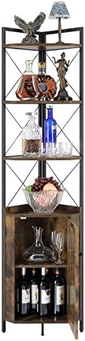 Finnhomy Corner Shelf with Cabinet 71 Inches Rustic Brown