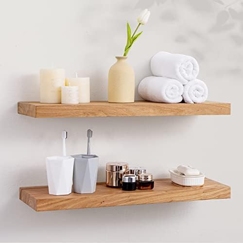 Axeman 24 Inch Rustic Floating Wall Shelves 2PCs Natural