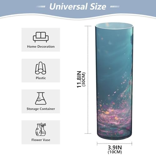 Green Mermaid Plastic Cylinder Vase with Floating Candle Holder