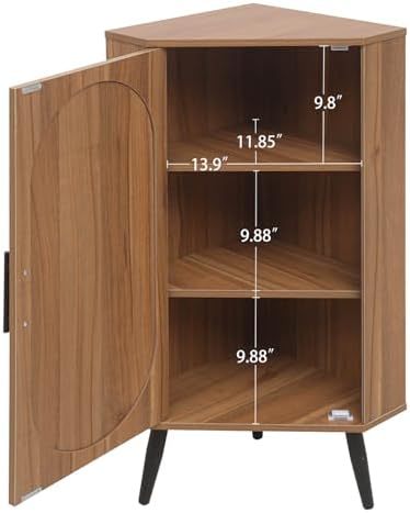 ZeHuoGe Corner Storage Cabinet with Rattan Door