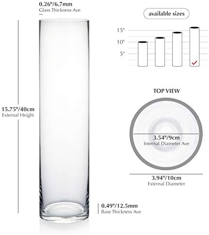 WGVI Tall Glass Cylinder Vase with Floating Candle Holder