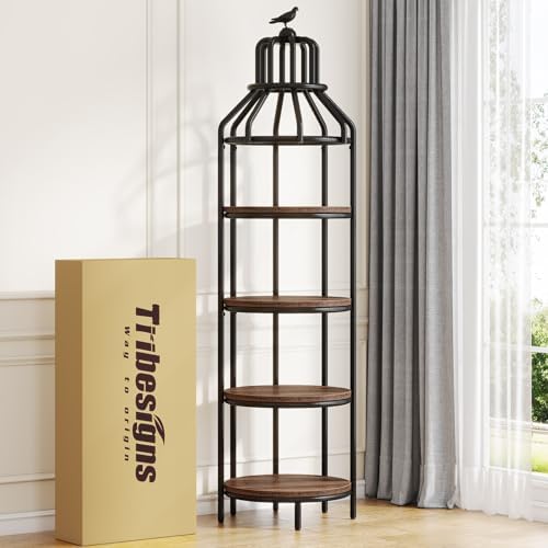 Tribesigns 4-Tier Corner Bookshelf Rustic Brown