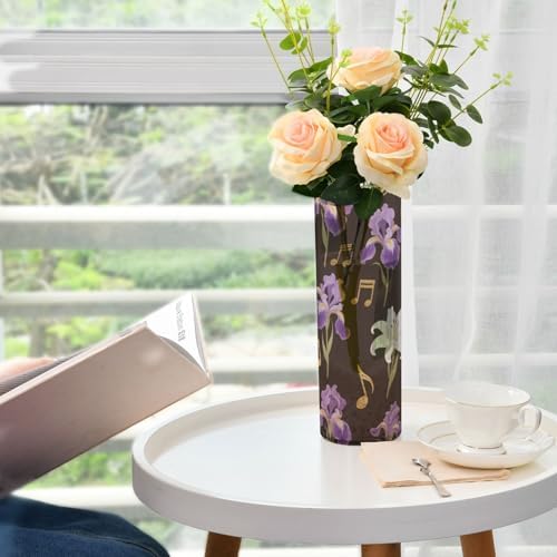 Flowers Music Pattern Clear Plastic Vase 118 x 39 Inch