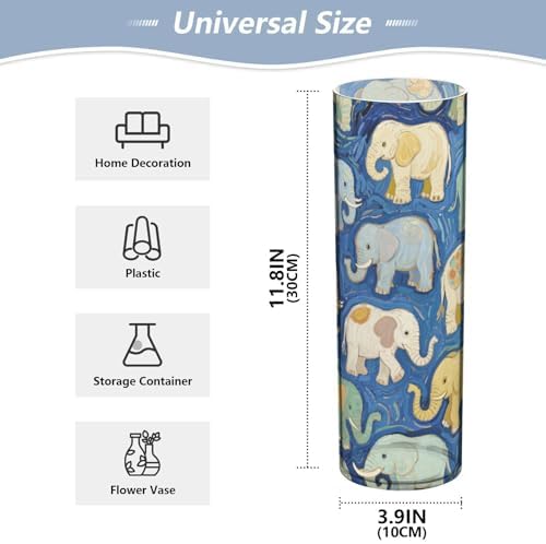 Blue Elephant Art Painting Plastic Vase 118 x 39 Inch