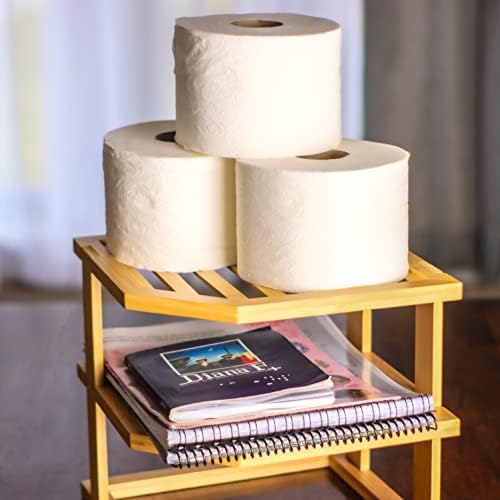 Trademark Innovations 3 Tier Bamboo Plate Rack Corner Shelf