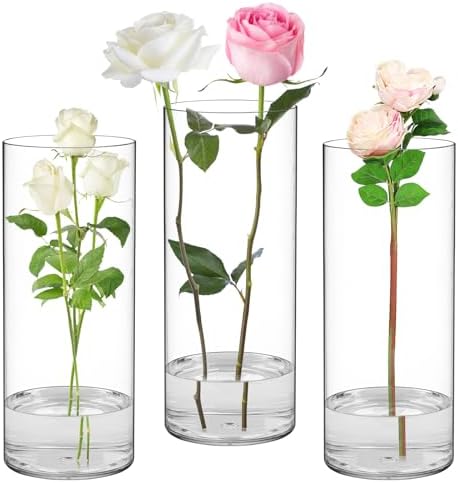 Suream Acrylic Hurricane Vases 3 Pack 98 Inch Tall Floating Candle Holder