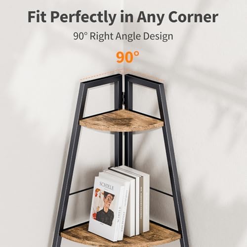 Rustic Brown 5 Tier Corner Ladder Shelf Stand
