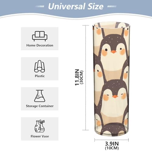 Cute Cartoon Penguin Plastic Cylinder Vase 118 x 39 Inch