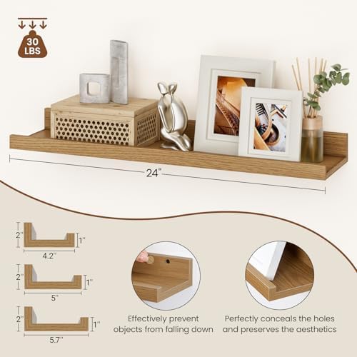 Floating Shelves Set of 6 24 Inch Wall Mounted Display