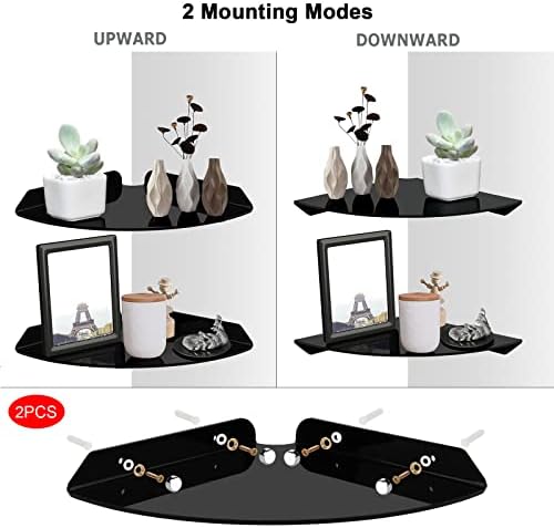 Cosmos Floating Corner Shelves Wall Mount 2 Pcs Black
