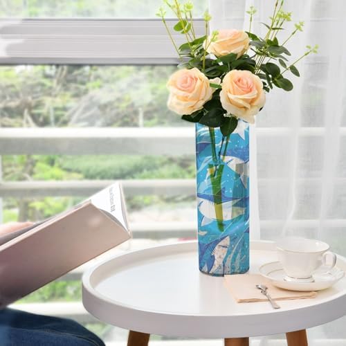 Cartoon Great White Shark Sky Blue Plastic Vase 118 x 39 Inch