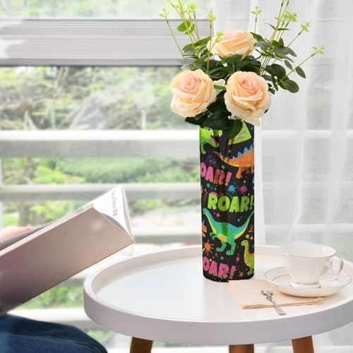 Roaring Dino Black Fluorescent Green Plastic Candle Vase 118 x 39 Inch