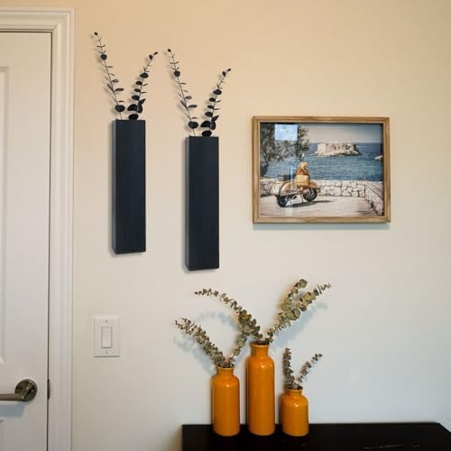 2Pack Wooden Wall Planter with Eucalyptus Stems