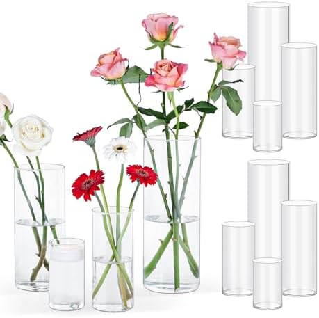 12 pcs Clear Cylinder Vases for Centerpieces