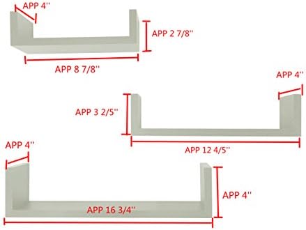 EWEIS HomeWares 3 Floating U Shelves White
