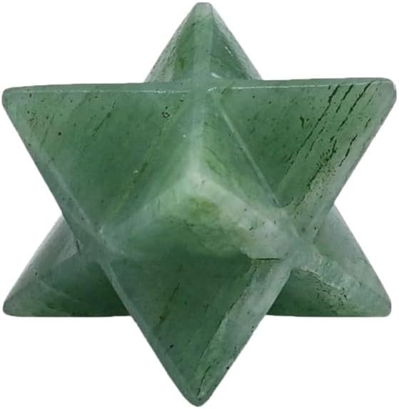 Natural Stone Green Aventurine Merkaba 37 with Velvet Pouch 1 Pcs