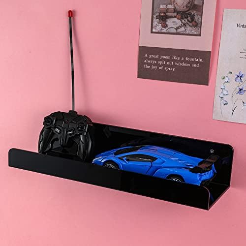 Sooyee 6 Pack Floating Shelves 15 Inch Acrylic Wall Mounted Bookshelf Display