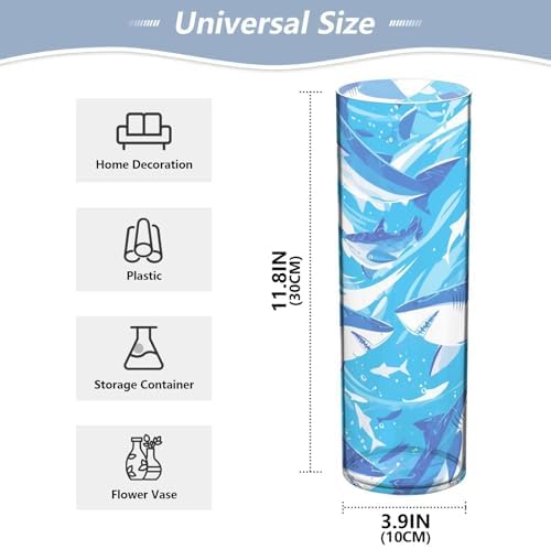Cartoon Great White Shark Sky Blue Plastic Vase 118 x 39 Inch