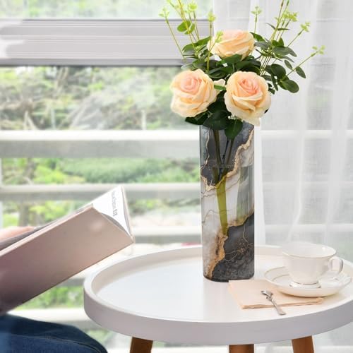 Black and Gold Marble Plastic Flower Vase 118 x 39 Inch