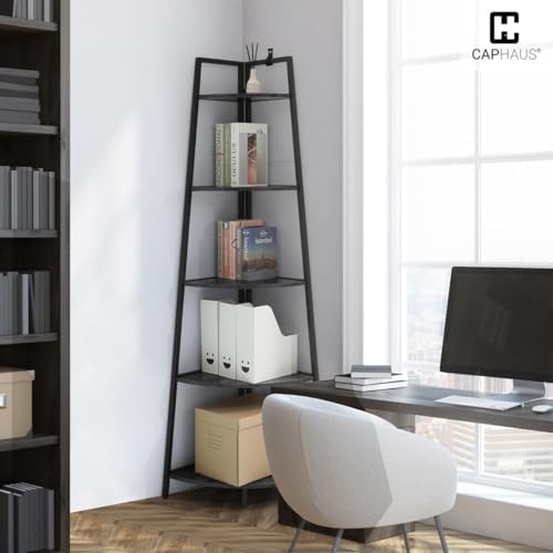 CAPHAUS 5-Tier Tall Corner Shelf Stand Black