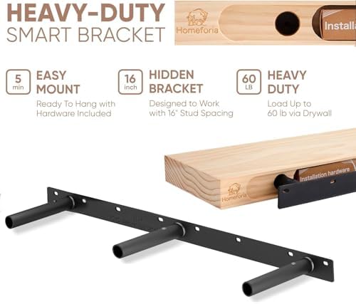 Homeforia 60 Inch Wood Floating Shelf Set of 2