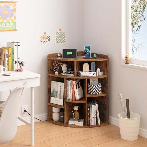 VECELO Corner Cube Shelf with USB and Outlets