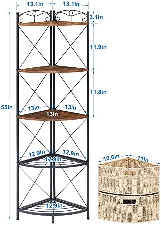VECELO Corner Cabinet Tall Storage Shelf Bookshelf Display