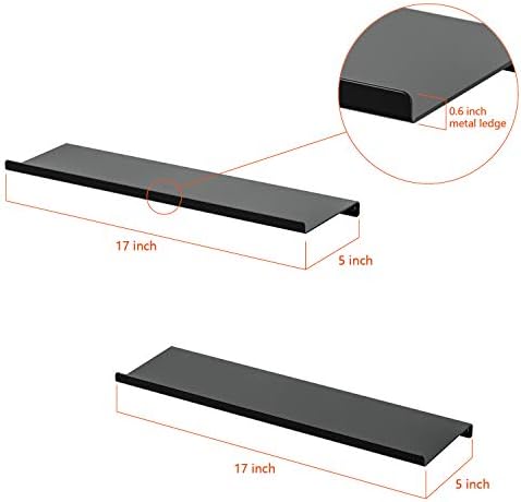 SRIWATANA Black Metal Wall Shelves 2 Pack