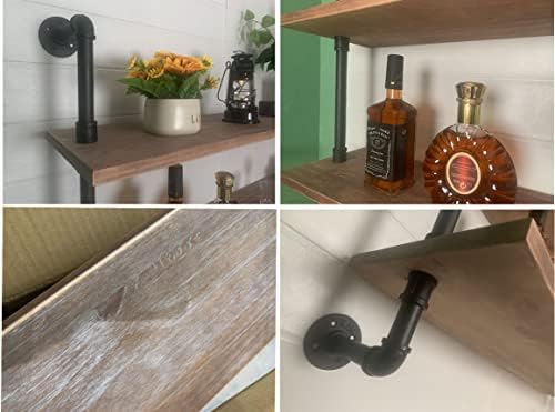 Industrial Pipe Floating Shelf 48 Inch Rustic Wood