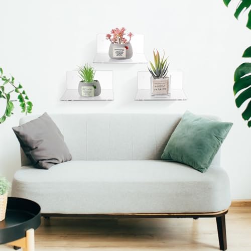 Wenqik 6-Pack Acrylic Floating Shelves for Wall Display