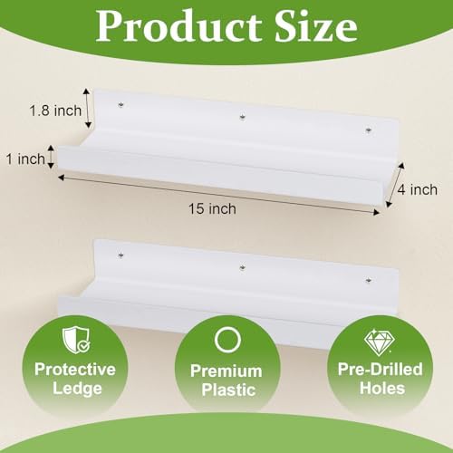 4PCS White Floating Shelves for Wall Decor