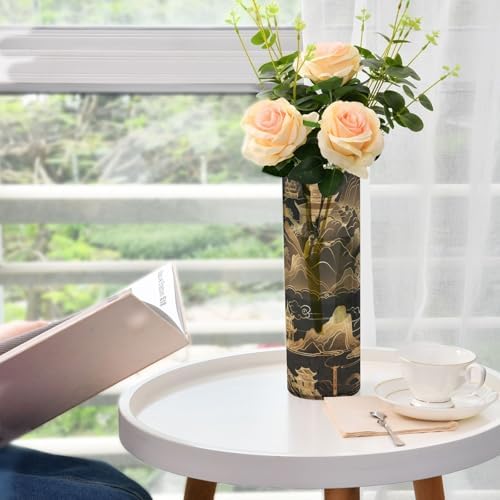 Black and Gold Plastic Hurricane Vase 118 x 39 Inch Unbreakable