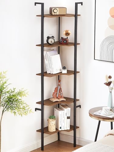 5 Tier Corner Shelf Stand with Metal Frame