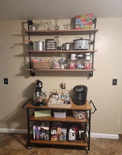 Industrial Pipe Floating Shelf 48 Inch Rustic Wood