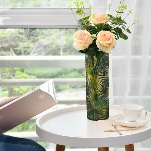 Green Tropical Leaves Plastic Flower Vase 118 x 39 Inch
