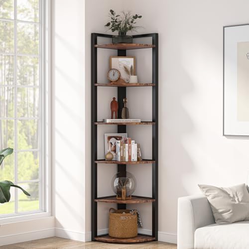 Tribesigns Corner Shelf with 6 Tiers and Metal Frame
