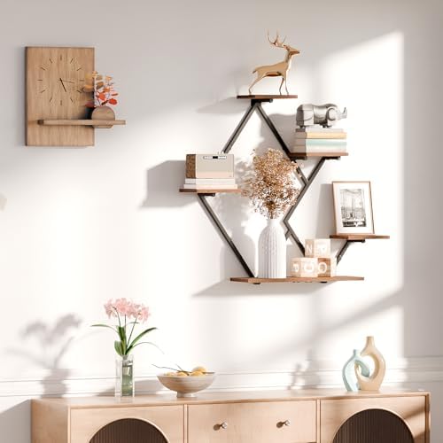 Floating Shelves for Wall Rustic Brown and Black