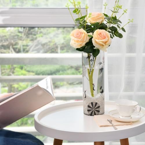 Grey Crane Flower Fan Vase for Home Decor