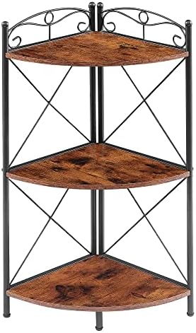 VECELO Corner Table with Storage Shelves